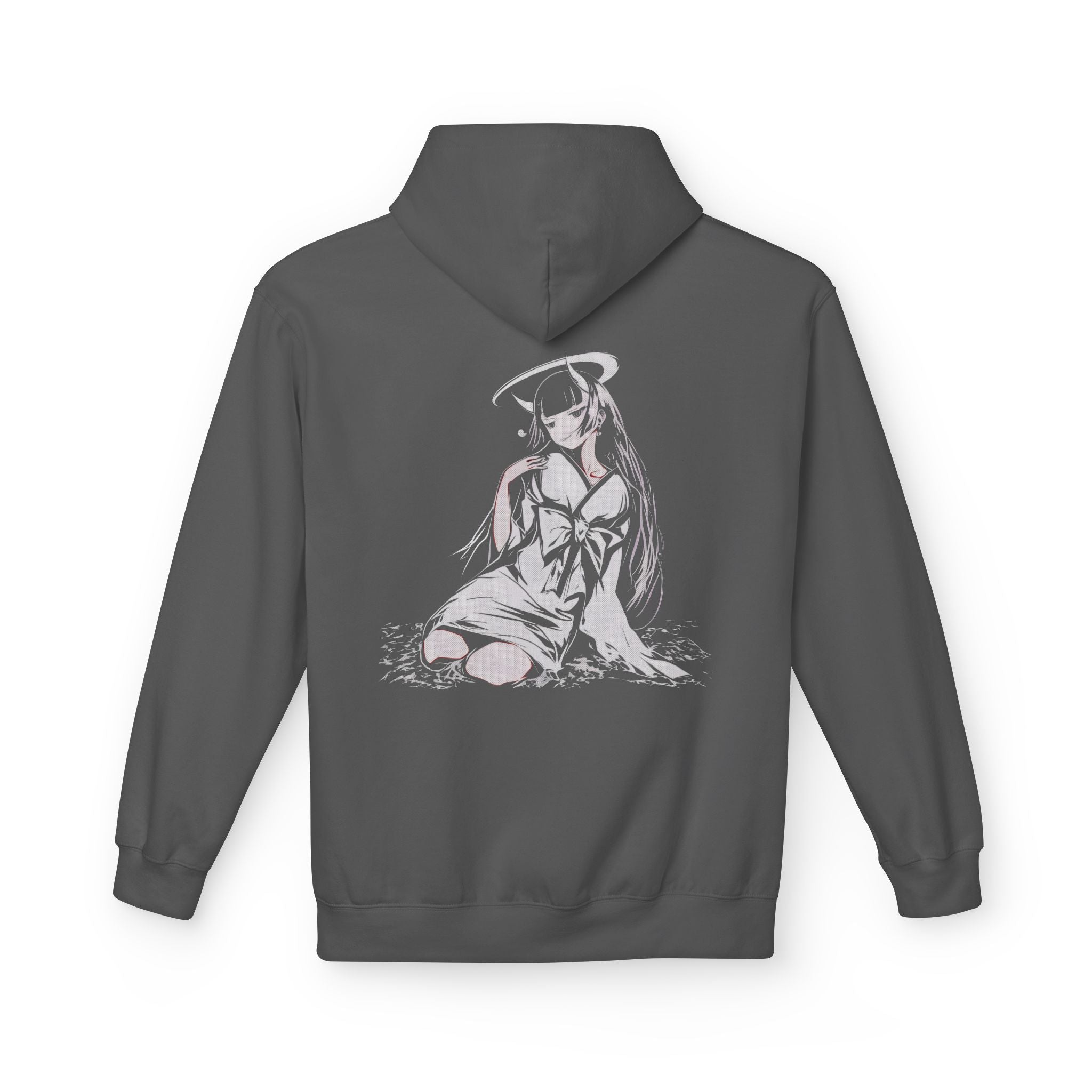 Celestial Oni anime hoodie featuring horned girl with halo artwork