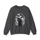 Crimson Silence Black Dahlia anime sweatshirt featuring assassin woman in kimono, lilies, and handgun motif