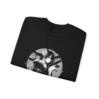 Crimson Silence Black Dahlia anime sweatshirt featuring assassin woman in kimono, lilies, and handgun motif