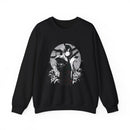 Crimson Silence Black Dahlia anime sweatshirt featuring assassin woman in kimono, lilies, and handgun motif