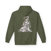 Celestial Oni anime hoodie featuring horned girl with halo artwork