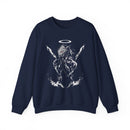 Voidborn Guardian dark anime sweatshirt with red-eyed mecha angel