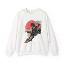 Neon Oni Moon’s Veil anime sweatshirt featuring horned girl in streetwear, dragon spirits, and neon moon