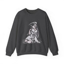 Celestial Oni anime sweatshirt with elegant horned girl sitting pose