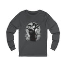 Crimson Silence Black Dahlia anime long sleeve shirt with woman in black kimono, handgun, lilies and circular backdrop