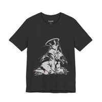 Celestial Oni anime design featuring horned girl with halo in robes on T-shirt