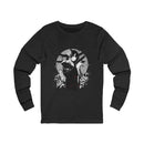 Crimson Silence Black Dahlia anime long sleeve shirt with woman in black kimono, handgun, lilies and circular backdrop