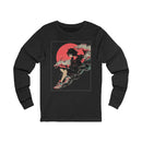 Neon Oni Moon’s Veil anime long sleeve shirt with horned girl and dragon spirits against neon red moon