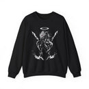Voidborn Guardian dark anime sweatshirt with red-eyed mecha angel