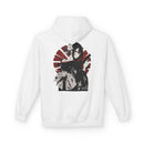 Anime streetwear hoodie with kimono assassin design, red and black Japanese graphic.